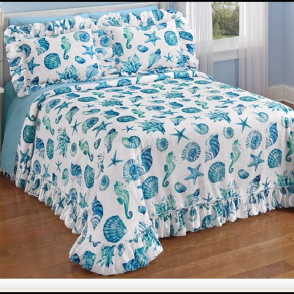 SLEEPWELL INC Bedding Ocean Breeze Plisse Queen Bedspread With Matching Shams Poshmark